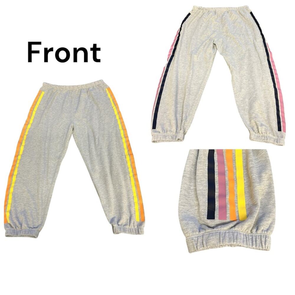 Grayson Threads Gray Joggers Rainbow Stripe Sweatpants Women Large Cropped